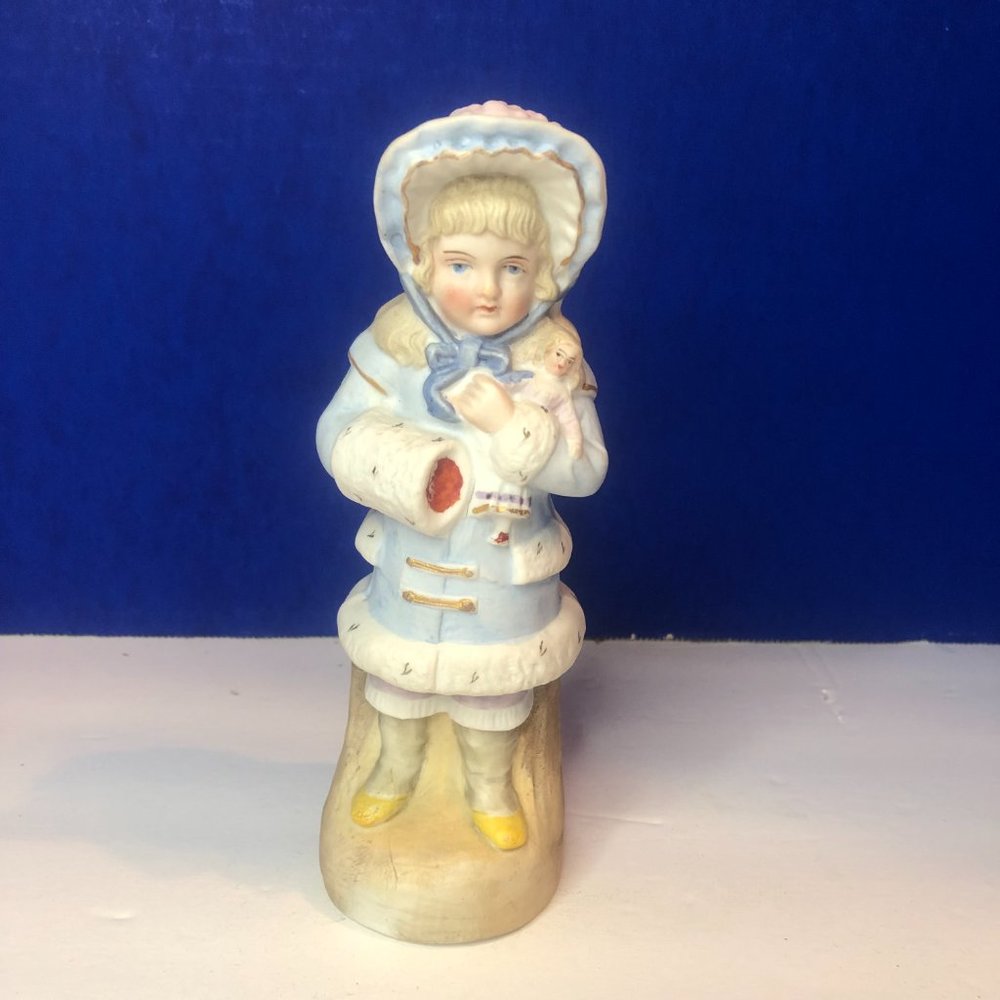 Figurine Antique German Victorian HEUBACH GIRL DOLL Piano Baby Bisque Figurine